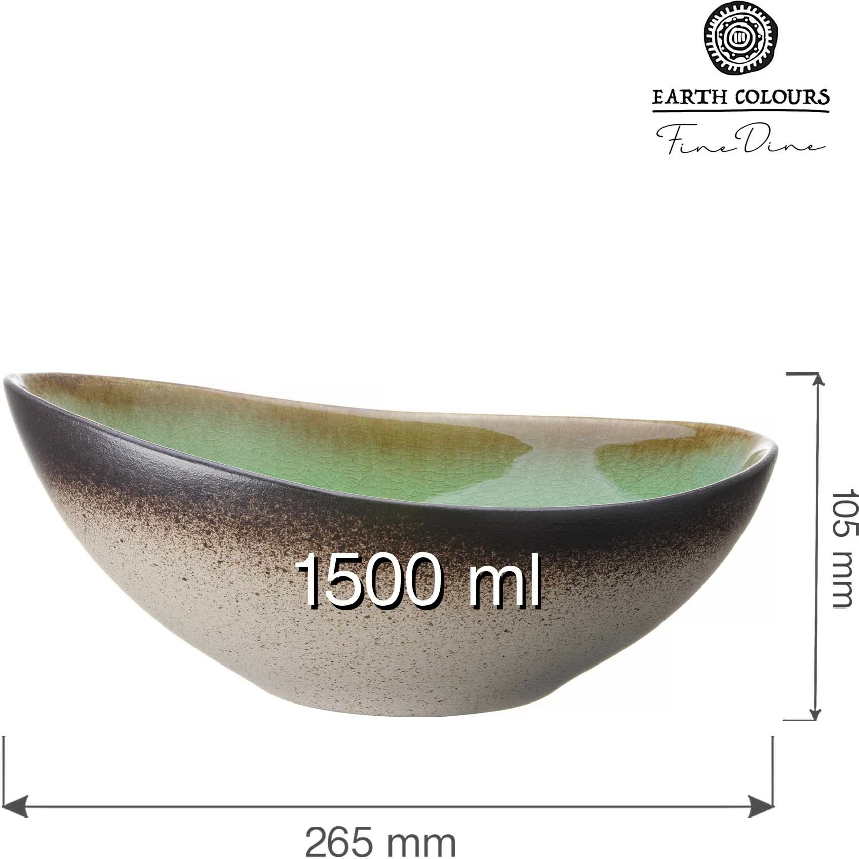 Tas oval Fine Dine Beryl 240 mm 1.5 L stoneware, i gjelbër, set 2 copë