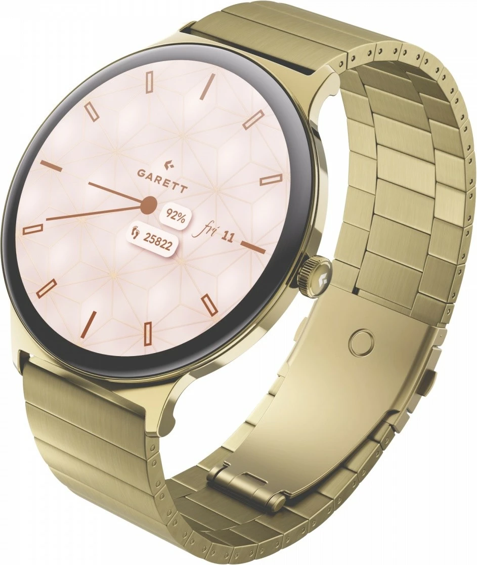 Smartwatch Garett Verona 2 1.43\" AMOLED, IP68, 200 mAh, ar, set me byzylyk çeliku + rrip lëkure i bardhë