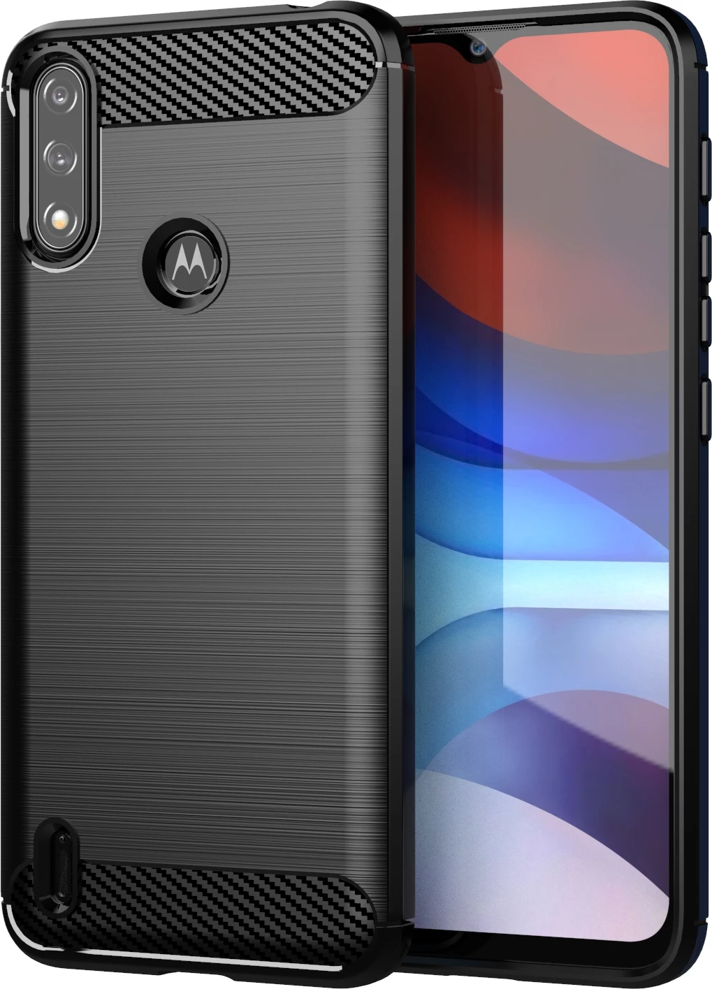 Mbështjellës Hurtel Carbon Case për Motorola Moto E7i Power, i zi