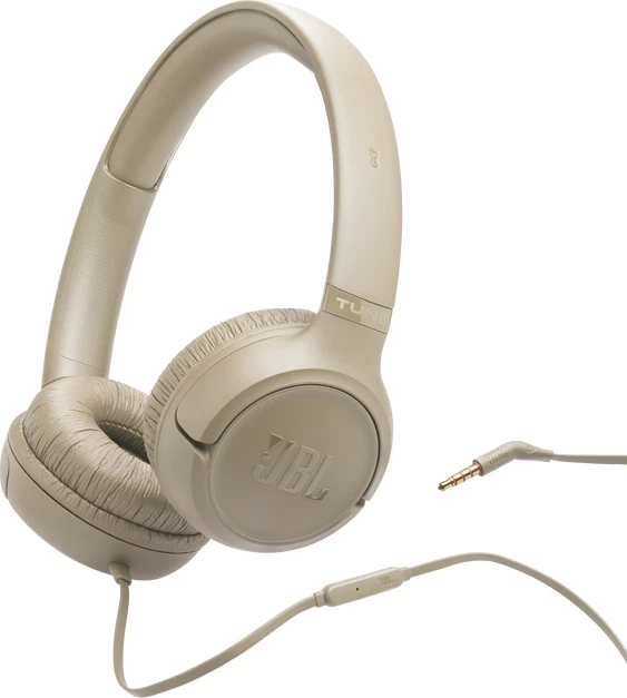 Kufje JBL Tune 530, me kabllo 3.5 mm, on-ear, mikrofon, bezhë