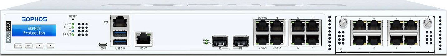 Pajisje sigurie rrjeti Sophos XGS 2300, 1U rack, 8x Gigabit Ethernet, 2x SFP, ekran LCD, kabllo rryme EU/UK