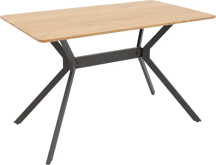 Tavolinë moderne MDF, këmbë metalike të zeza, natyrale, 120x70x75cm