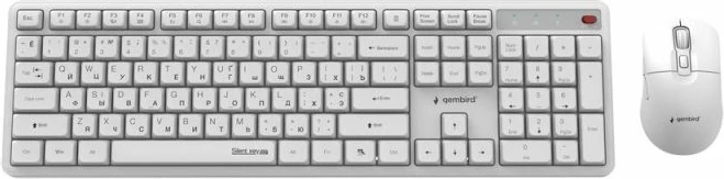 Tastierë me maus wireless Gembird Silent Key Pro Business, të bardha, set