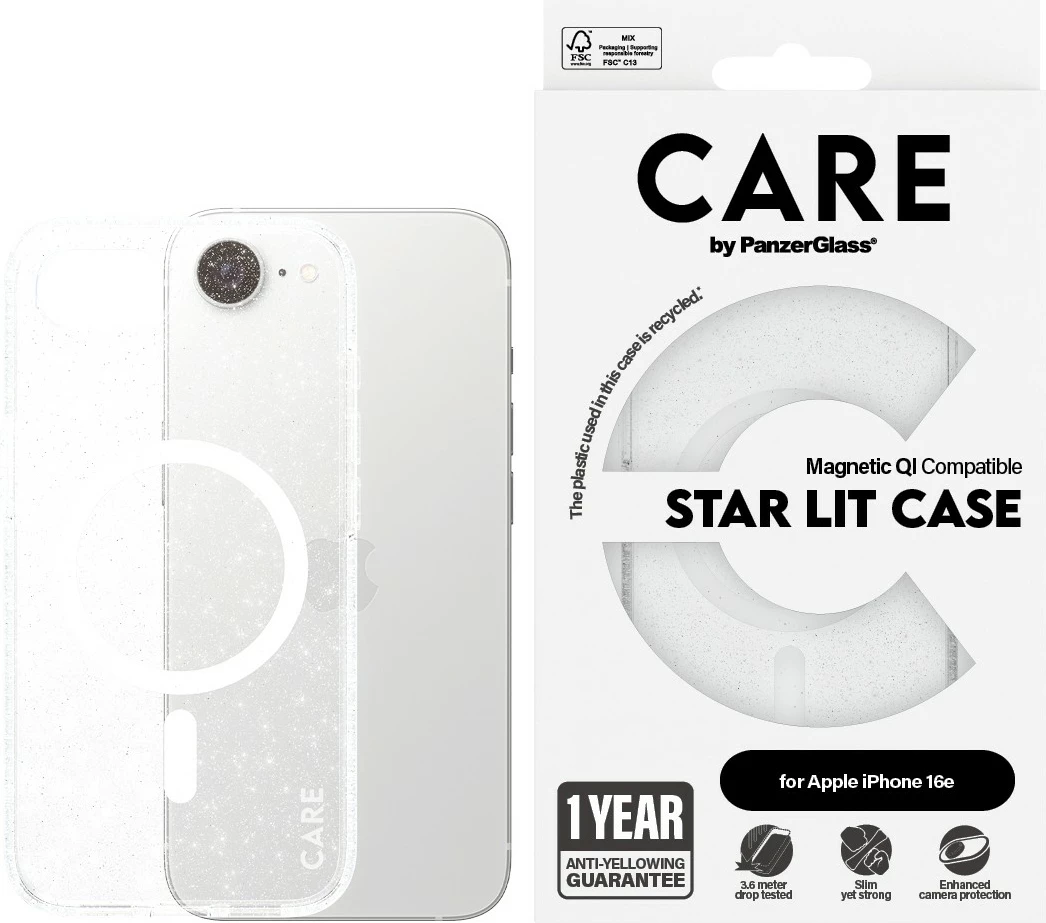 Mbështjellës PanzerGlass CARE Case Flagship Combat MagSafe për iPhone 16e, transparent