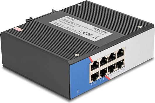 Switch DeLOCK 80163, 8x Gigabit RJ-45, DIN rail, 9-48V DC, i zi