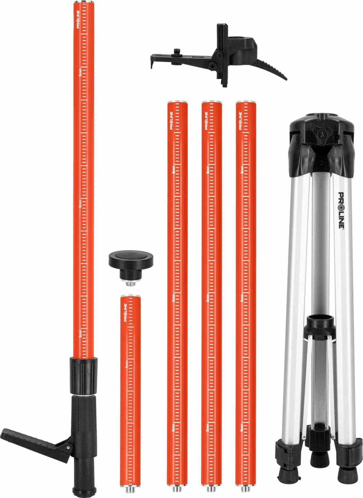 Set shtylle teleskopike me tripod për laser PROLINE 15151, 3.3 m, 5/8\" & 1/4\", 3x60 cm + 1x30 cm, me çantë