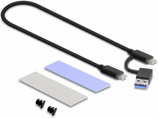 Kasë për SSD M.2 DeLOCK USB Type-C, NVMe/SATA, 10 Gbit/s, gri