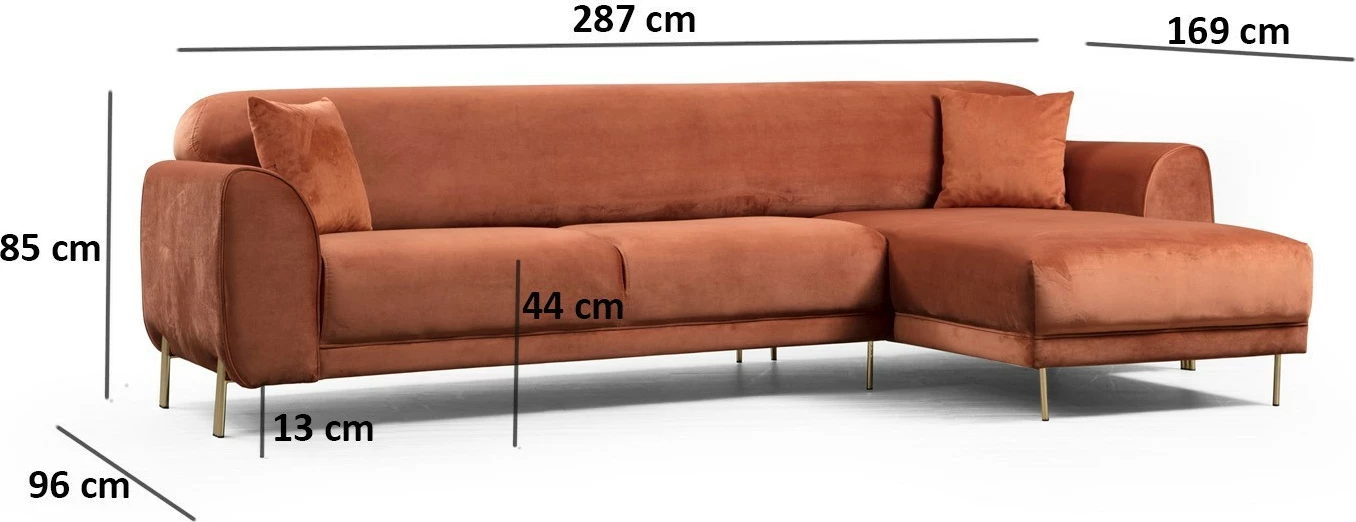 Kënd divan-krevat Atelier del Sofa, kënd i djathtë, ngjyrë kanelle (L3-Chl)
