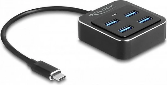 Hub USB-C DeLOCK, 4x USB-A, USB 3.2 Gen 2 10Gbps, 0.19m, i zi