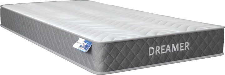 Krevat me dyshek Nevil-Dreamer, stof antracit, këmbë druri natyrale, 100x200cm