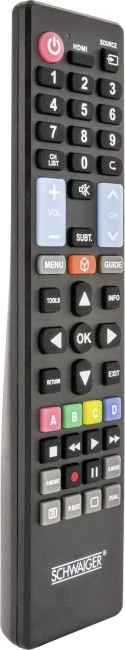 Telekomandë Schwaiger UFB100U533, për TV, me butona shtypës, e zezë