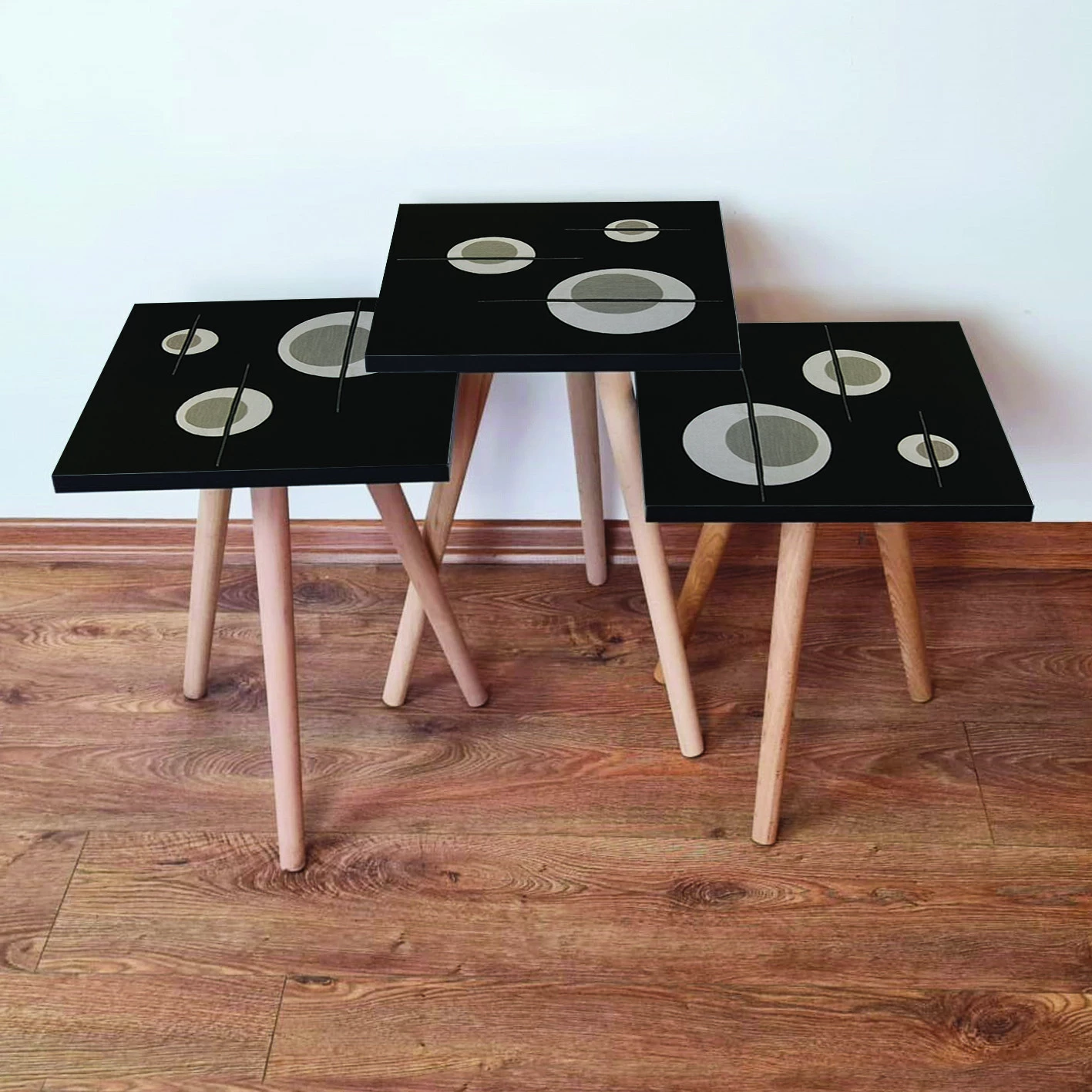 Set tavolinash ndihmëse (3 copë), Skye Decor, 3Shp65, e zezë