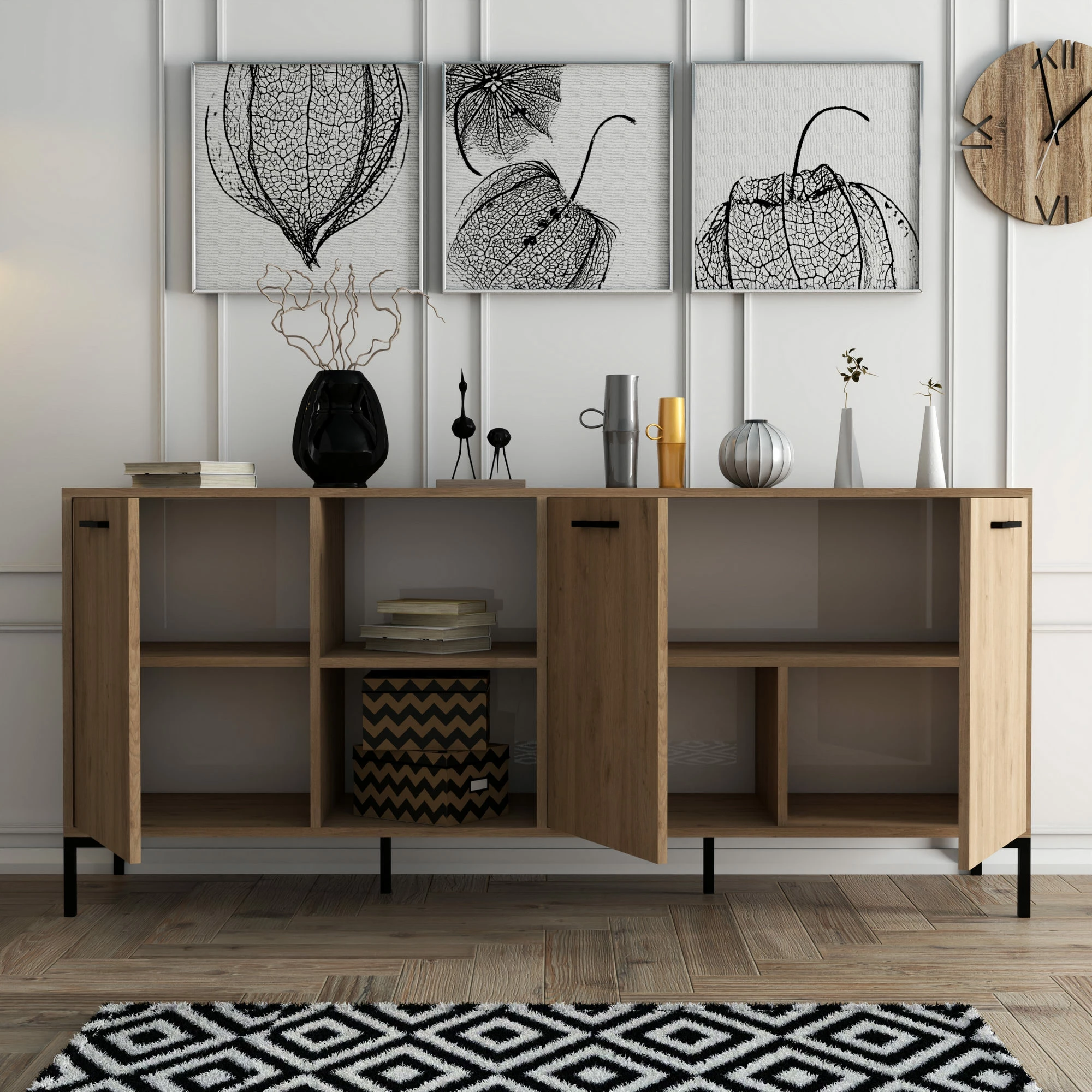 Konsolë Hanah Home Aurora, ngjyrë lisi, 180x80x45cm