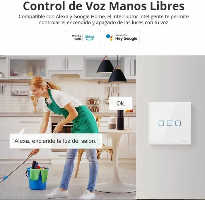 Switch muri smart SONOFF T3EU2C-TX, Wi‑Fi, 2-kanal (Dual), EU 86x86mm, i zi 7