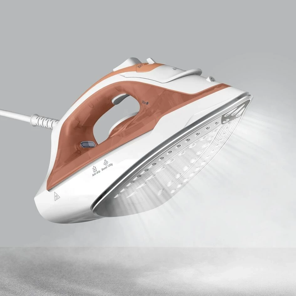 Hekur Tefal Virtuo 30 FV2C40E0 2000 W, pllakë qeramike, avull/dry, Peach/White