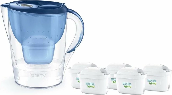 ibrik filtruese uji BRITA Marella XL, blu, set me 5 filtra