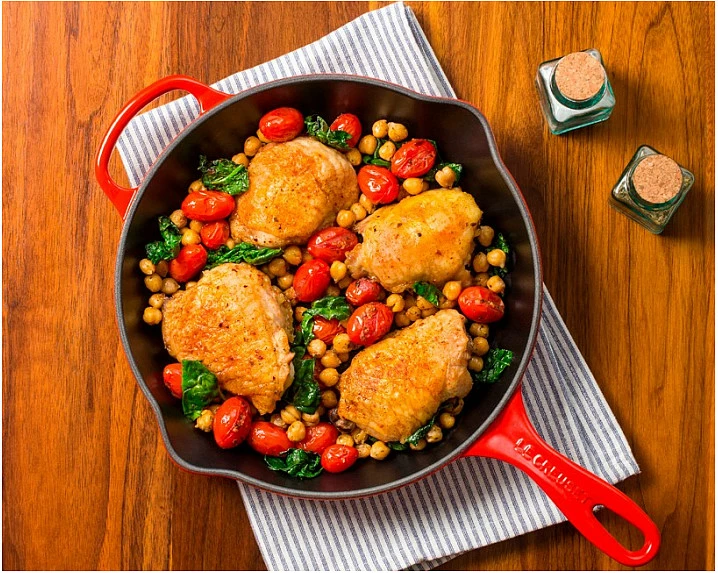 Tigan i rrumbullakët Le Creuset 20182230900422, gize, smalt, 26.9cm, i zi/kuq