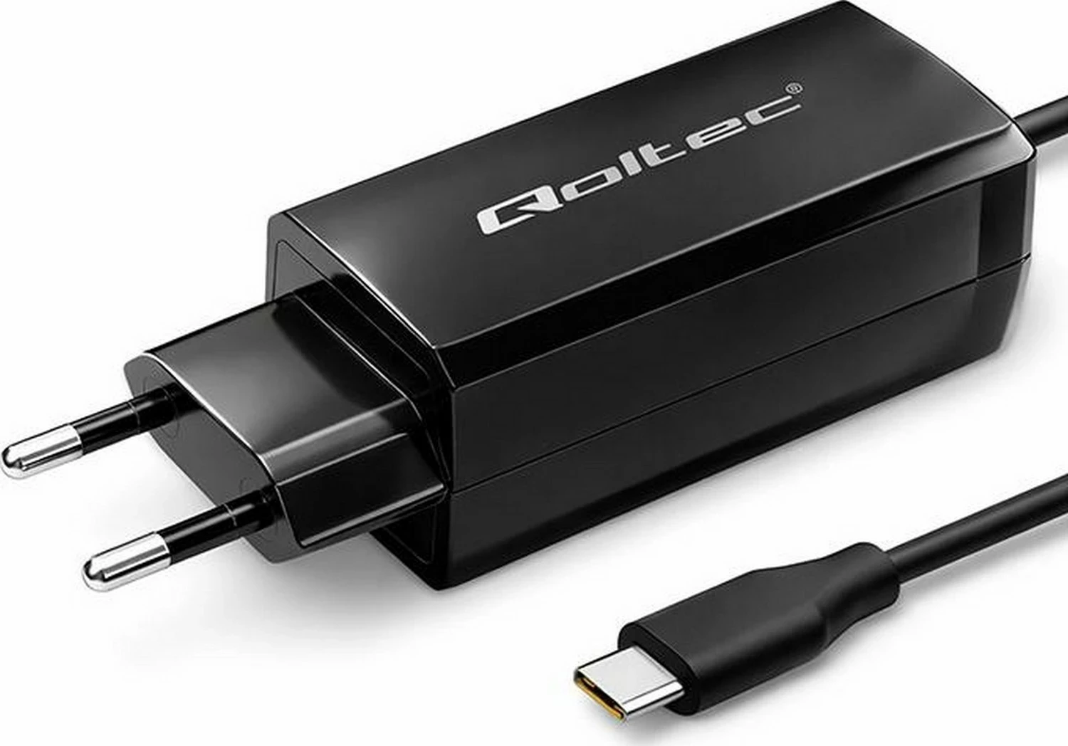 Karikues Qoltec 90W GaN, USB-C 3.1, për laptop, celular, tablet, zi