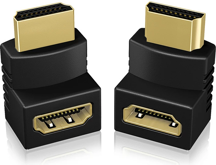 Adapter HDMI ICY BOX, HDMI A M në HDMI A F, 4K, kontakte të arta, i zi