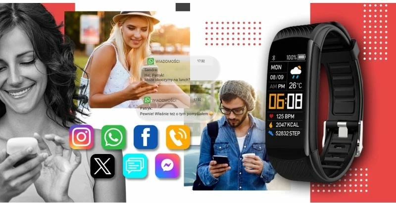 Smartwatch Giewont, zi e kuqe