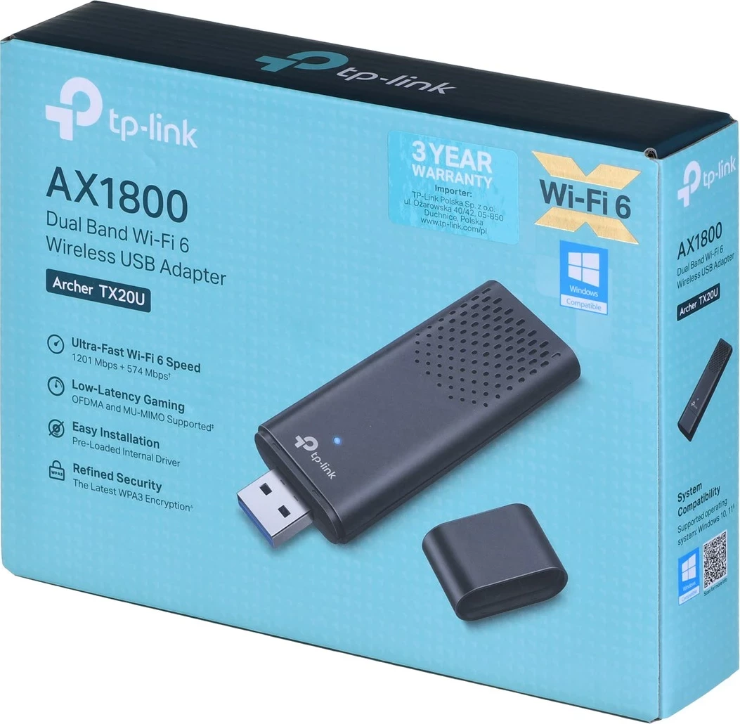 Adapter Wi-Fi TP-Link Archer AX1800, Dual Band, USB, i zi