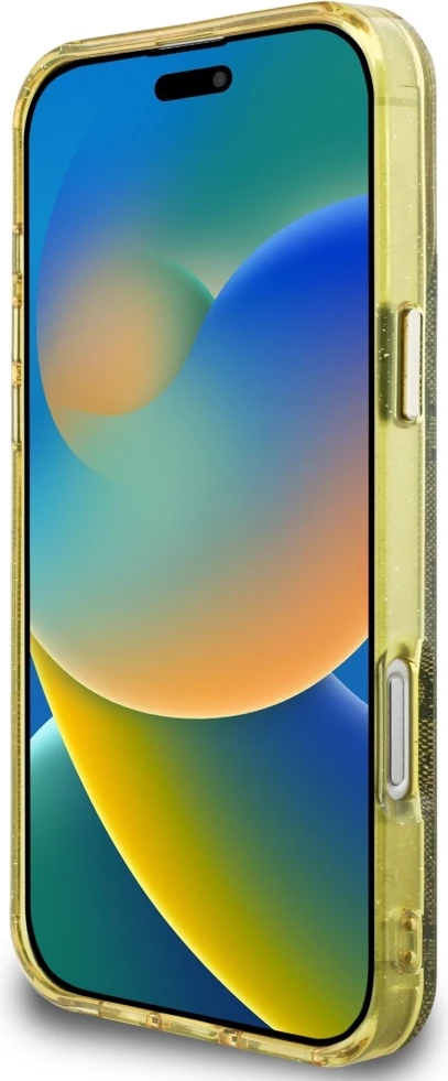 Mbështjellës Guess IML Metal Glitter 4G Circle Triangle MagSafe për iPhone 16 Pro Max, Kafe