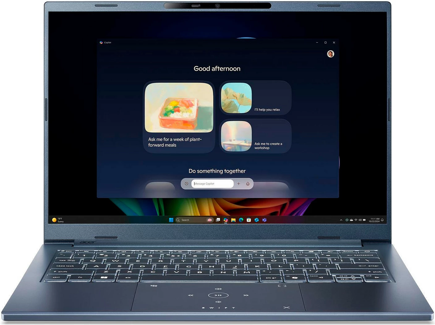 Laptop Acer Swift Go 14 AI SFG14-75-97W4, Core Ultra 9, 32GB RAM, 1TB SSD, OLED 14" 1920x1200, Windows 11 Home, Steam Blue