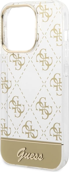Mbështjellës Guess 4G Pattern Script për iPhone 14 Pro Max 6.7", Gold