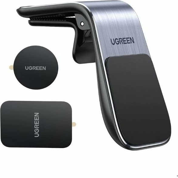 Mbajtës telefoni magnetik për veturë UGREEN 80712B, montim në grilë ajrimi, me pllaka metalike, zi/argjend