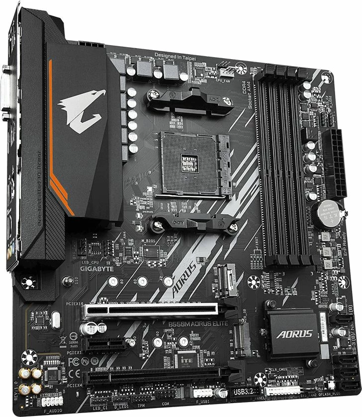 Pllakë amë Gigabyte B550M AORUS ELITE, chipset B550, AM4, DDR4 128GB, mATX, LAN Gigabit, HDMI/DVI, e zezë