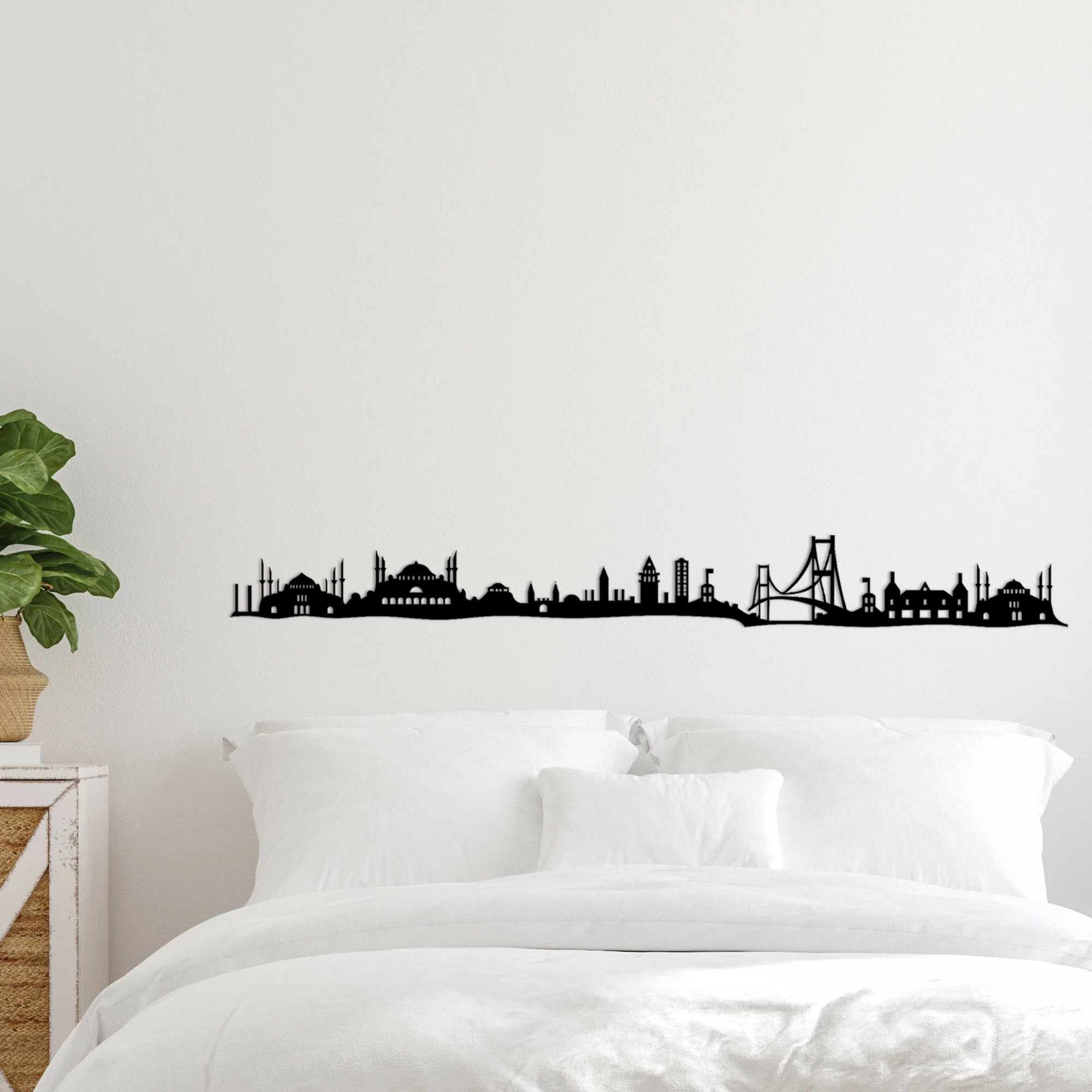 Aksesor dekorativ metalik për mur, Wallity, skyline i Stambollit