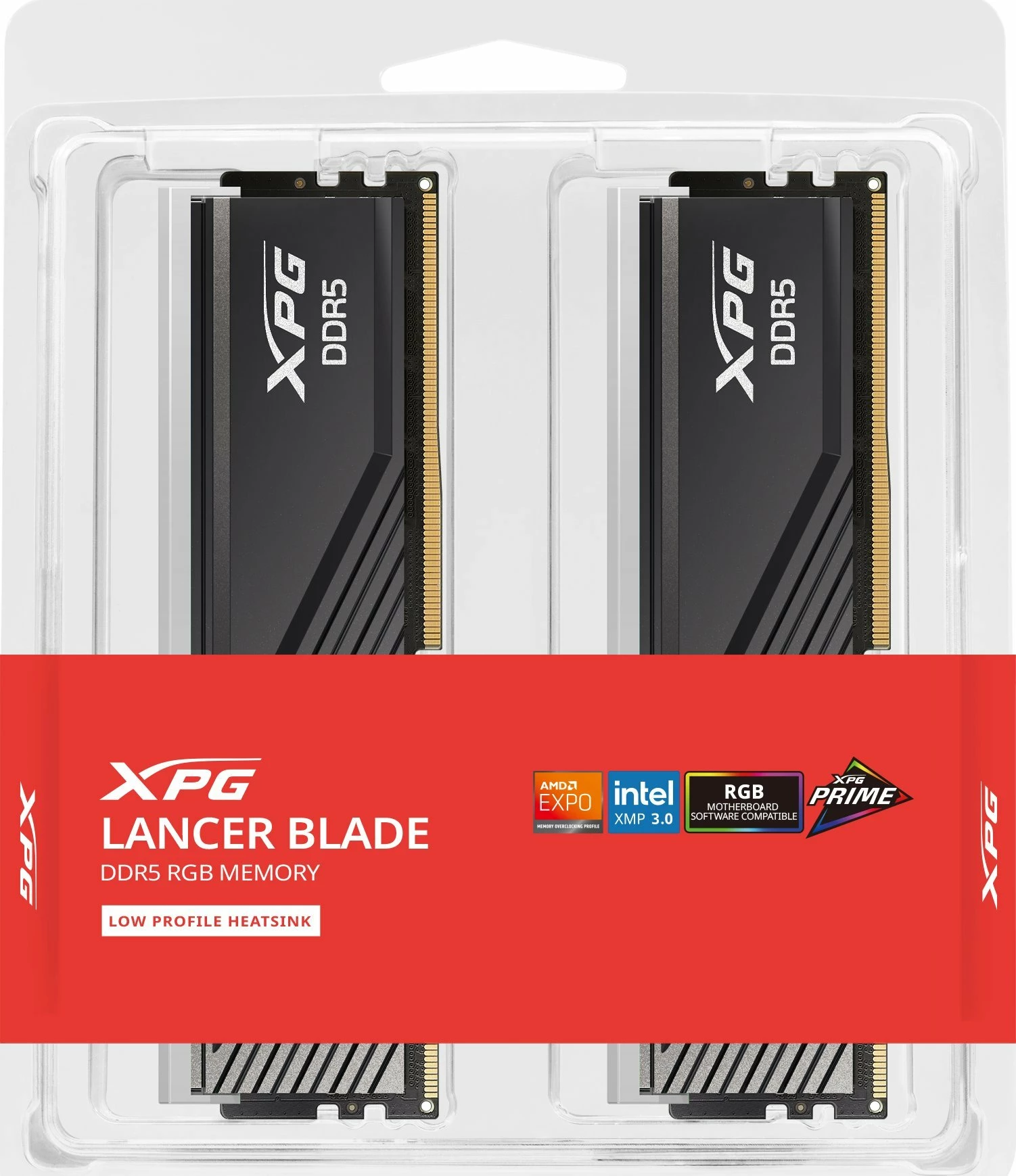 RAM Memorje ADATA XPG Lancer Blade RGB DDR5 32GB 6000MHz CL30 (AX5U6000C3016G-DTLABRBK), e zezë, set 2x16GB