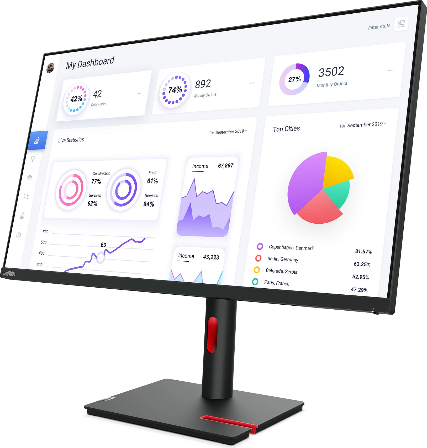 Monitor Lenovo ThinkVision T32p-30, 80 cm (31.5"), 4K Ultra HD, LED, e zezë
