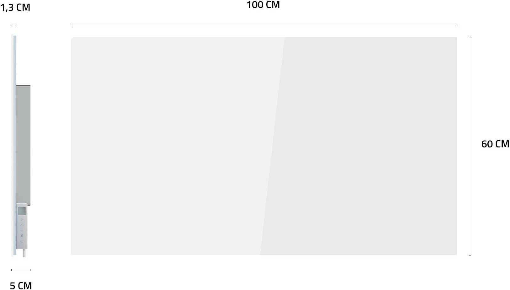 Panel ngrohës Hombli smart 600W, xham, bardhë