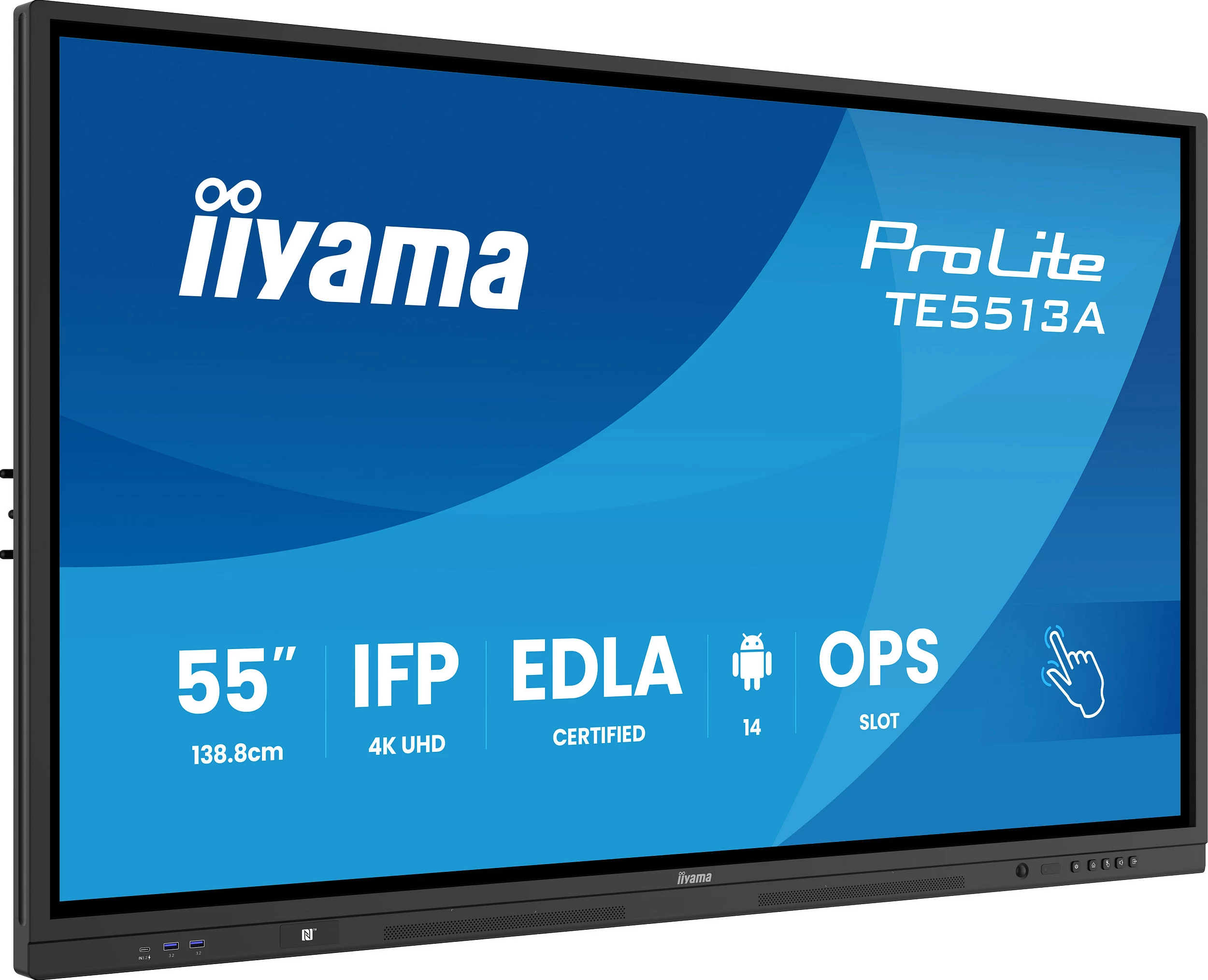Ekran interaktiv iiyama ProLite TE5513A-B2AG, 55", 4K UHD, anti-glare, i zi