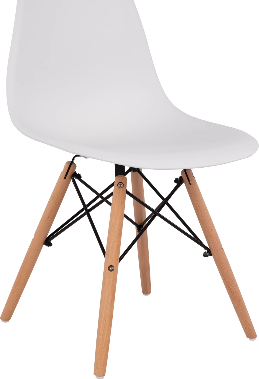 Karrige për ngrënie TWIST, set 2 copë, e bardhë PP, këmbë dru ahu, 46x50x82 cm