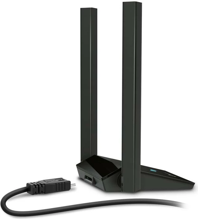 Adapter Wi‑Fi USB, TP-Link Archer TX20U Plus, Wi‑Fi 6 AX1800 dual-band, USB 3.0, antena të rregullueshme, kabllo 1 m, WPA3, Windows 11/10, e zezë