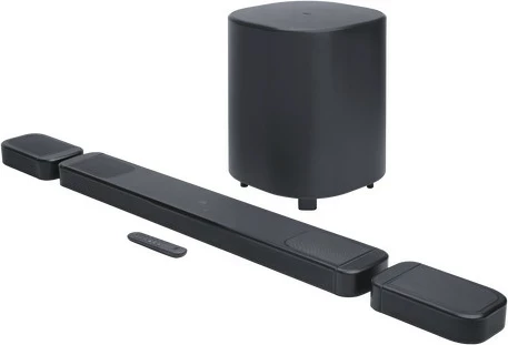 Soundbar JBL Bar 1000 (M2) 7.1.4 960W, subwoofer 10\", me altoparlantë të pasëm wireless, e zezë, set 4 copë