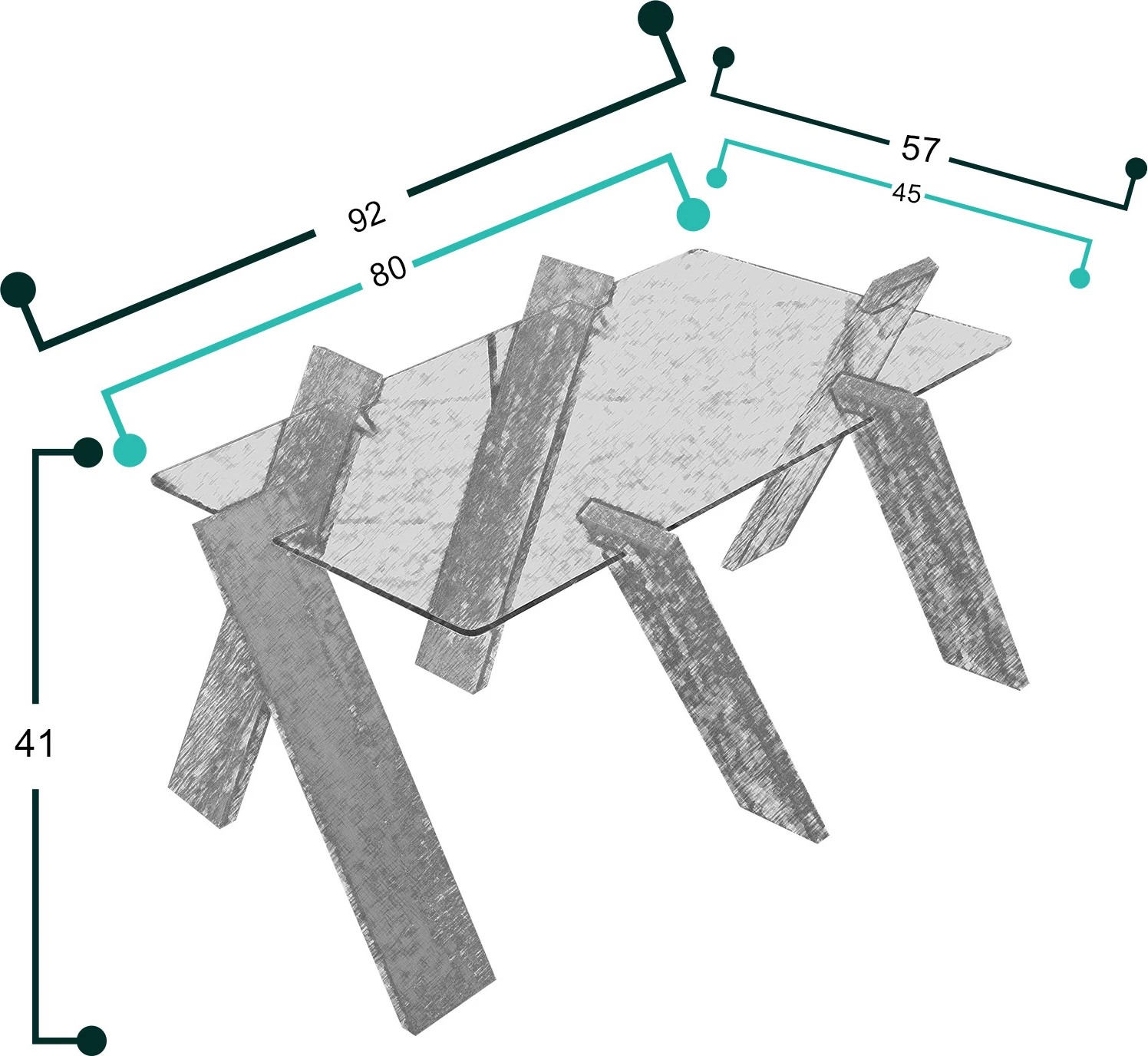Tavolinë kafeje Hanah Home, Roman Maxi, e bardhë me shkëlqim