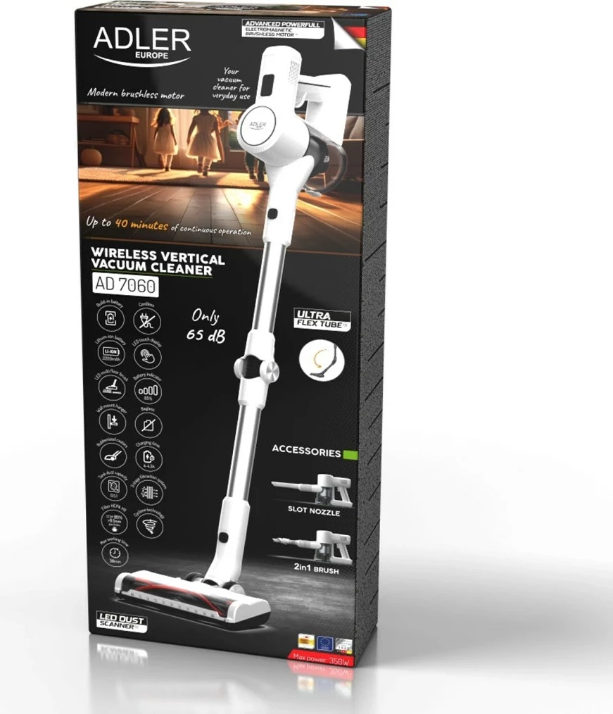 Fshesë elektrike Adler AD 7060, pa qese, e bardhë