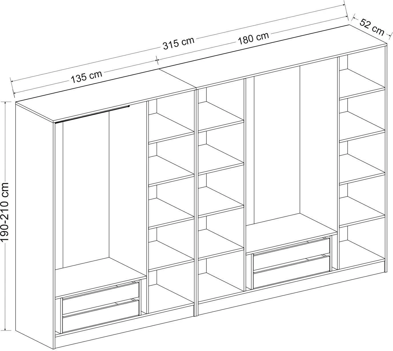 Dollap garderobe Skye Decor, ngjyrë dore, 7633
