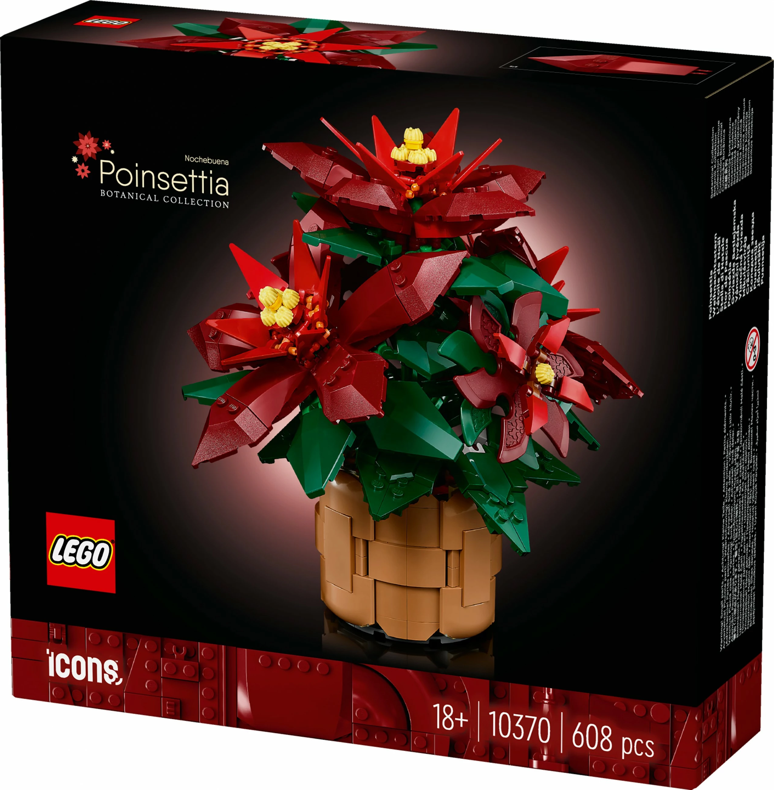 Set ndërtimi LEGO Icons 10370, 608 pjesë, Poinsettia, shumëngjyrësh
