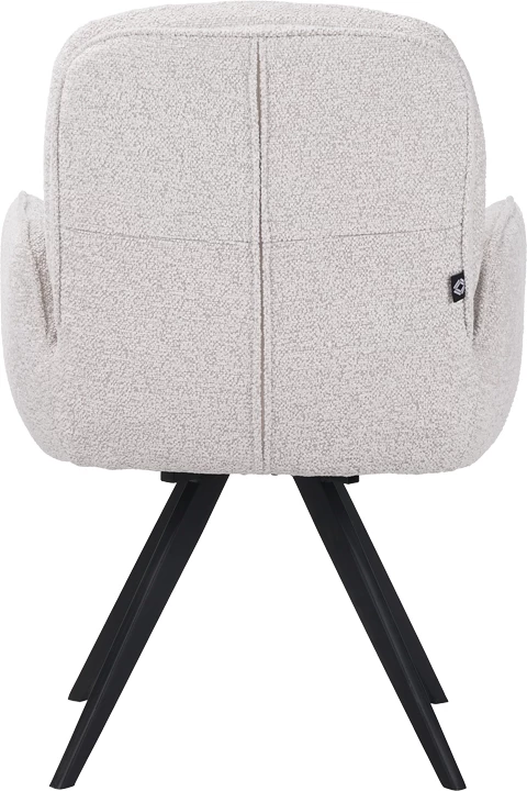 Karrige me rrotullim Novo, stof bouclé i bardhë, këmbë metalike të zeza, 65.5x60x90cm, set prej 2 copësh