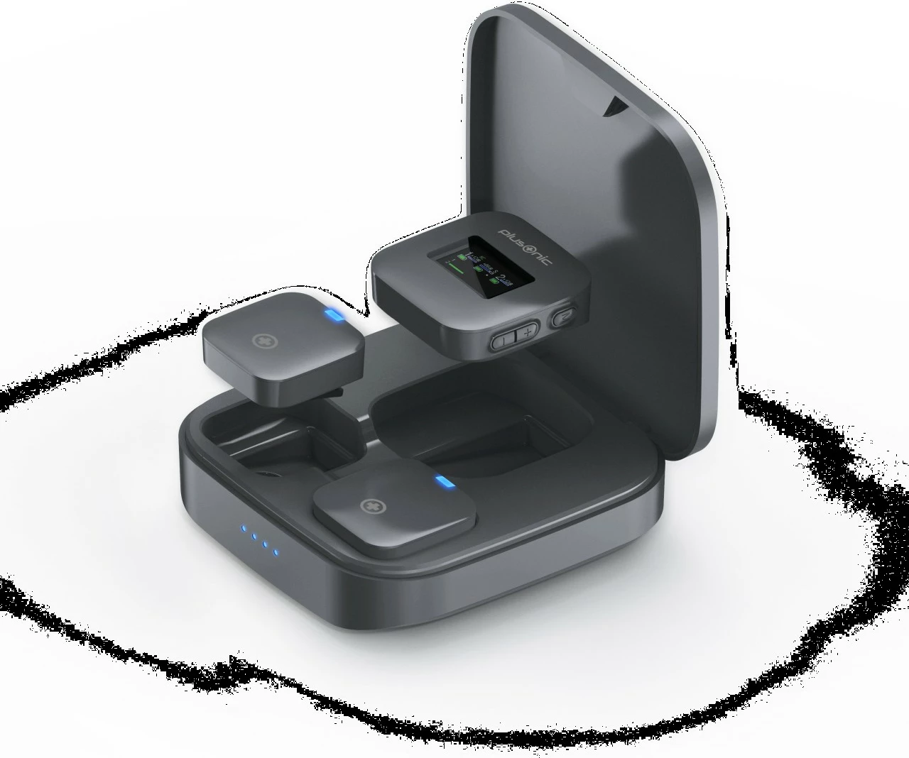 Mikrofon wireless Plusonic PS-TDS8, USB Type C/Lightning/3,5mm, ngjyrë gri