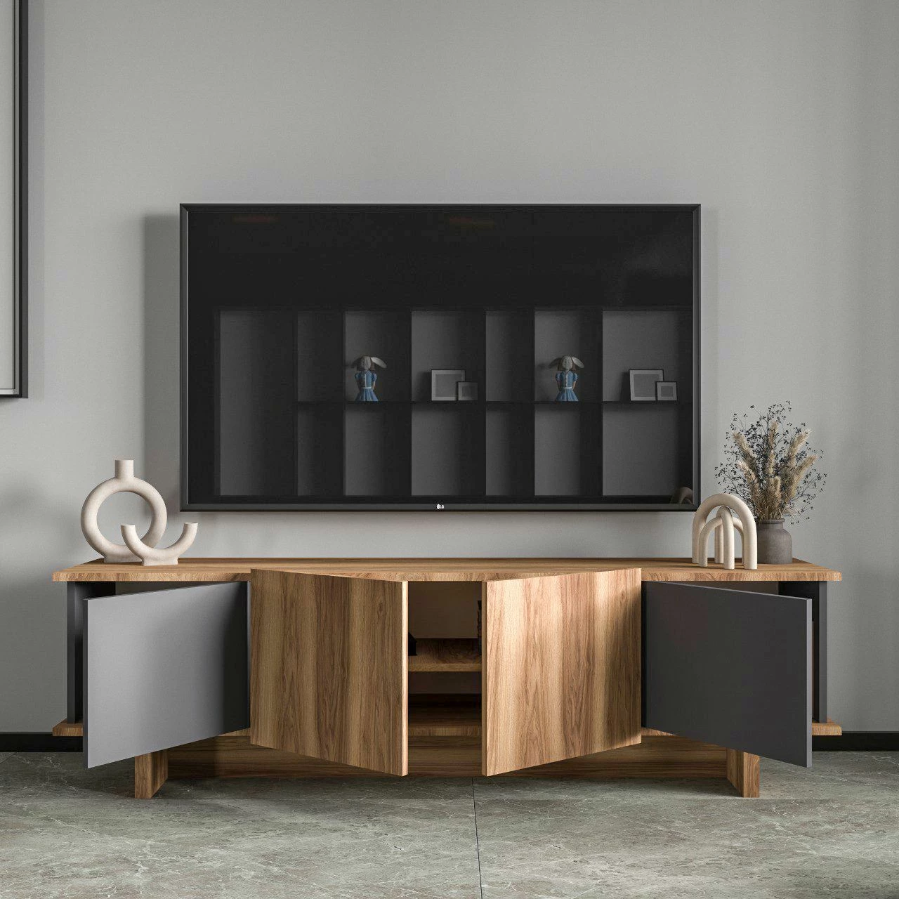 Komodë TV Skye Decor, Diana, antracit dhe arr