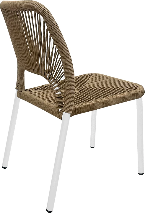 Karrige alumini Norture, e grumbullueshme, kornizë e bardhë, ratan natyral, 45x63x82cm