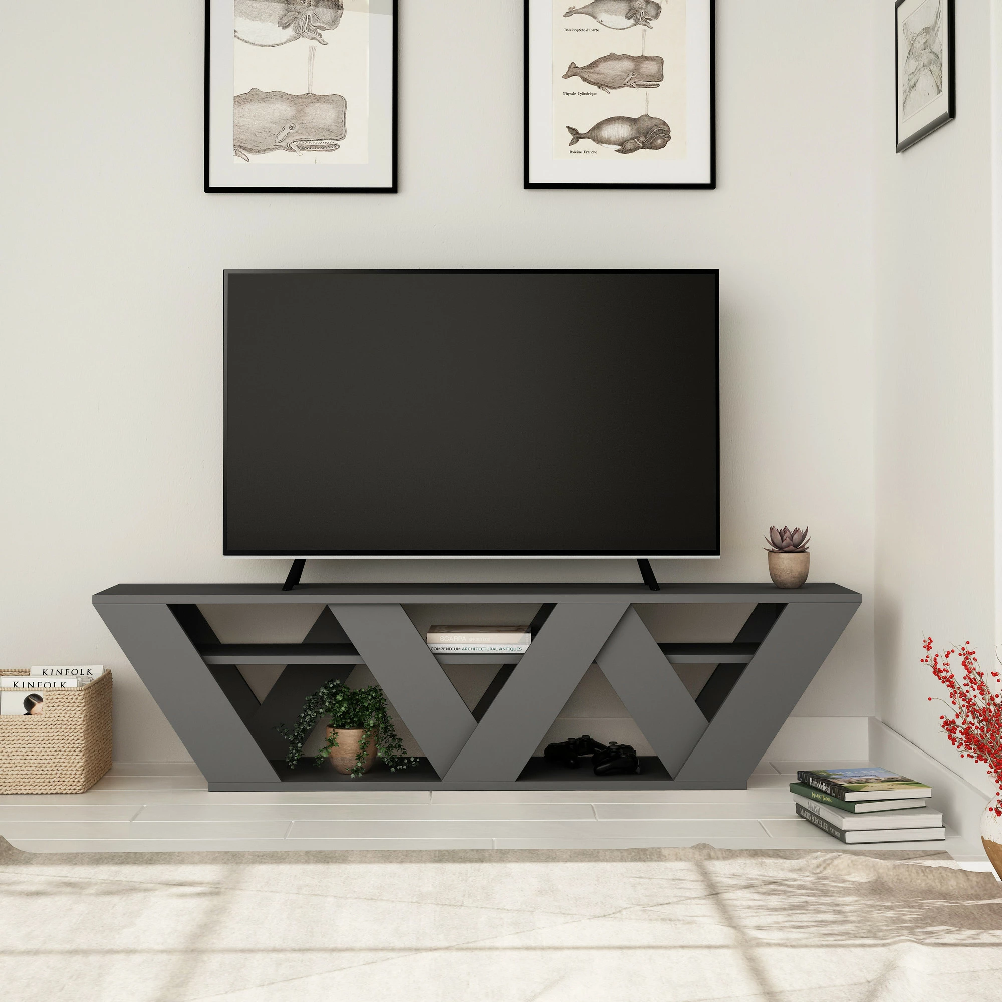 Komodë TV, ngjyrë antracit, Skye Decor, Ralla