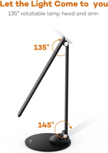 Llambë tavoline LED TaoTronics TT-DL19 9W me 5 nivele ndriçimi, 5 moda ngjyre, USB 5V/1A, e zezë