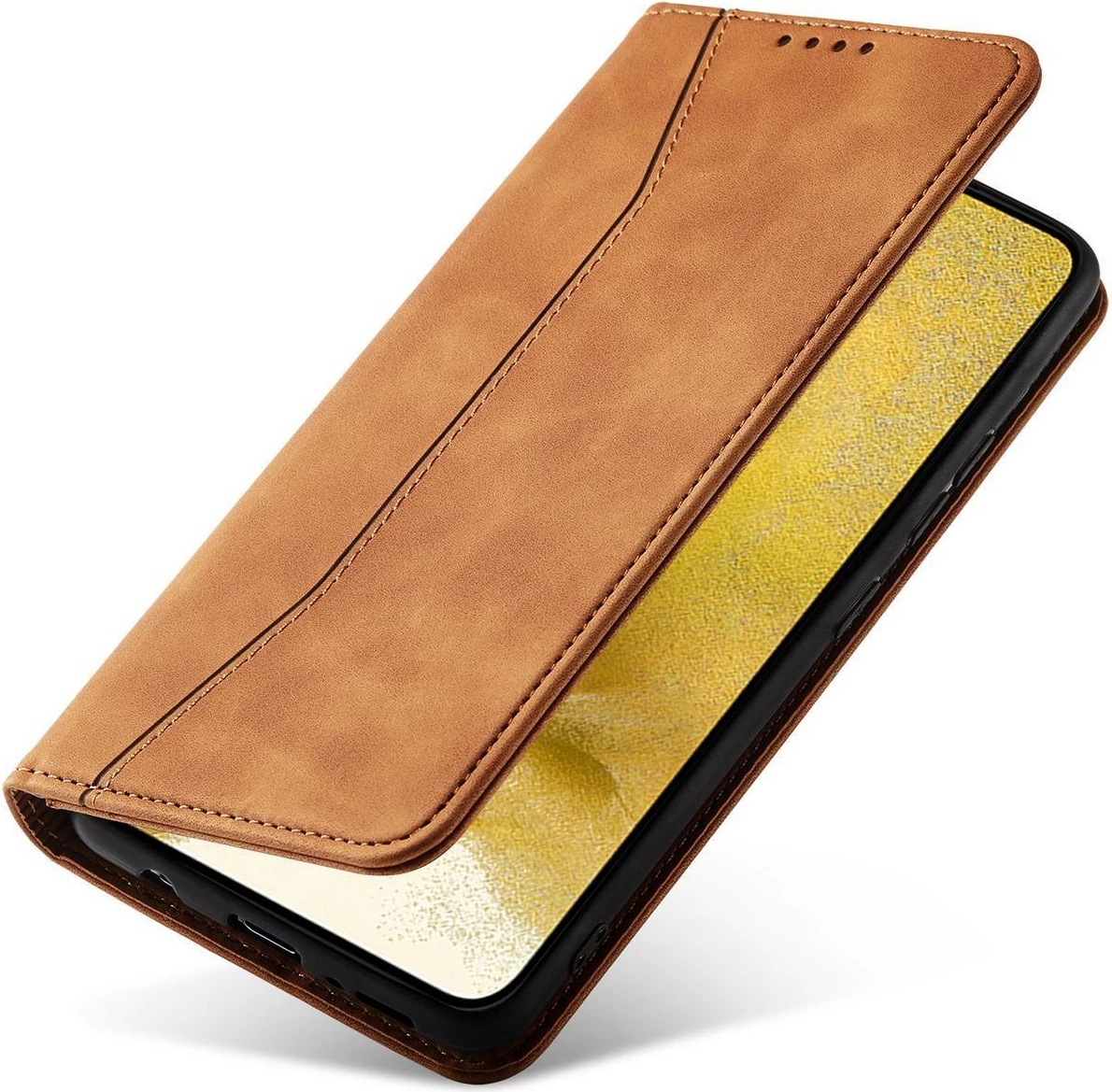 Mbështjellës Hurtel Magnet Fancy Case për Samsung Galaxy S23+, flip cover, portofol, kafe