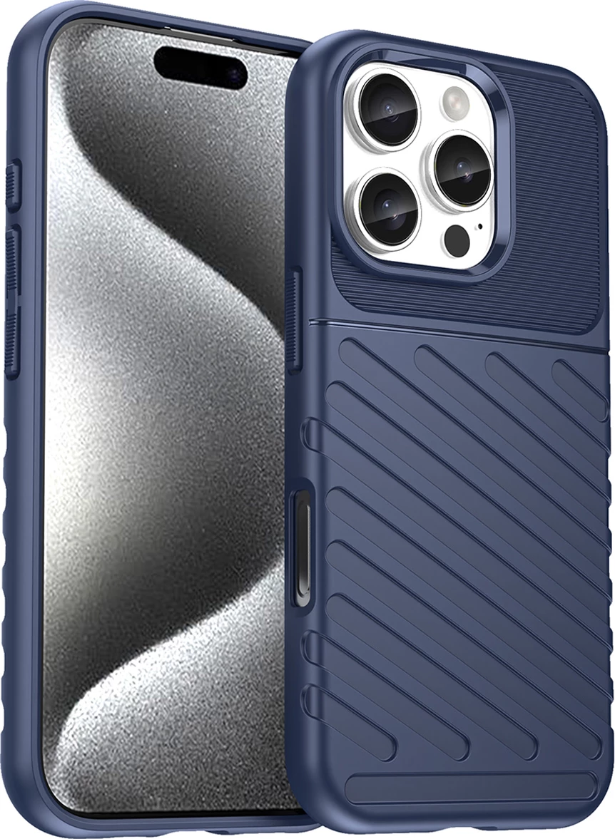 Mbështjellës Hurtel Thunder Case për iPhone 16 Pro, silikon, Blu